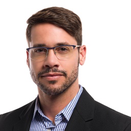 EYE'M Half Rim Rectangle Eyeglasses in Blue – Model Photo 5