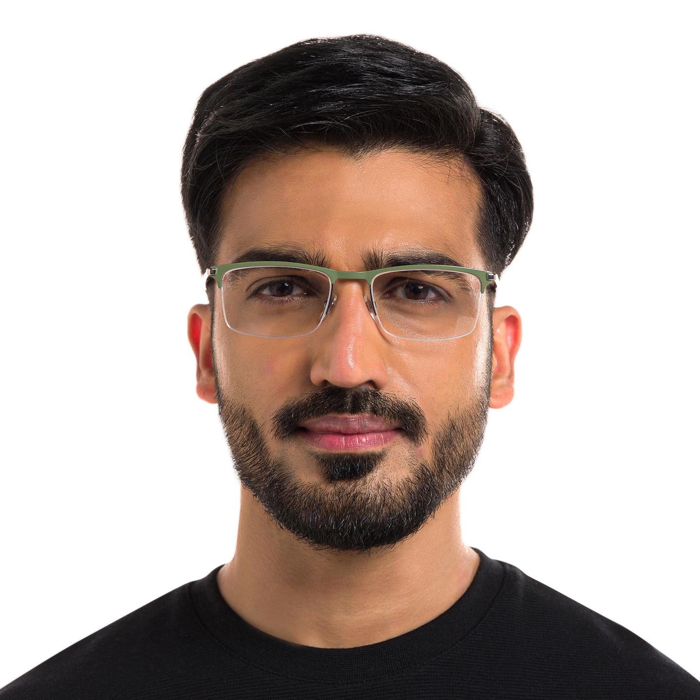 Shop EYE'M Half Rim Rectangle Eyeglasses in Green online.