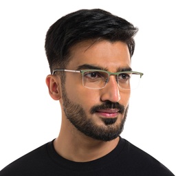 Shop EYE'M Half Rim Rectangle Eyeglasses in Green online.