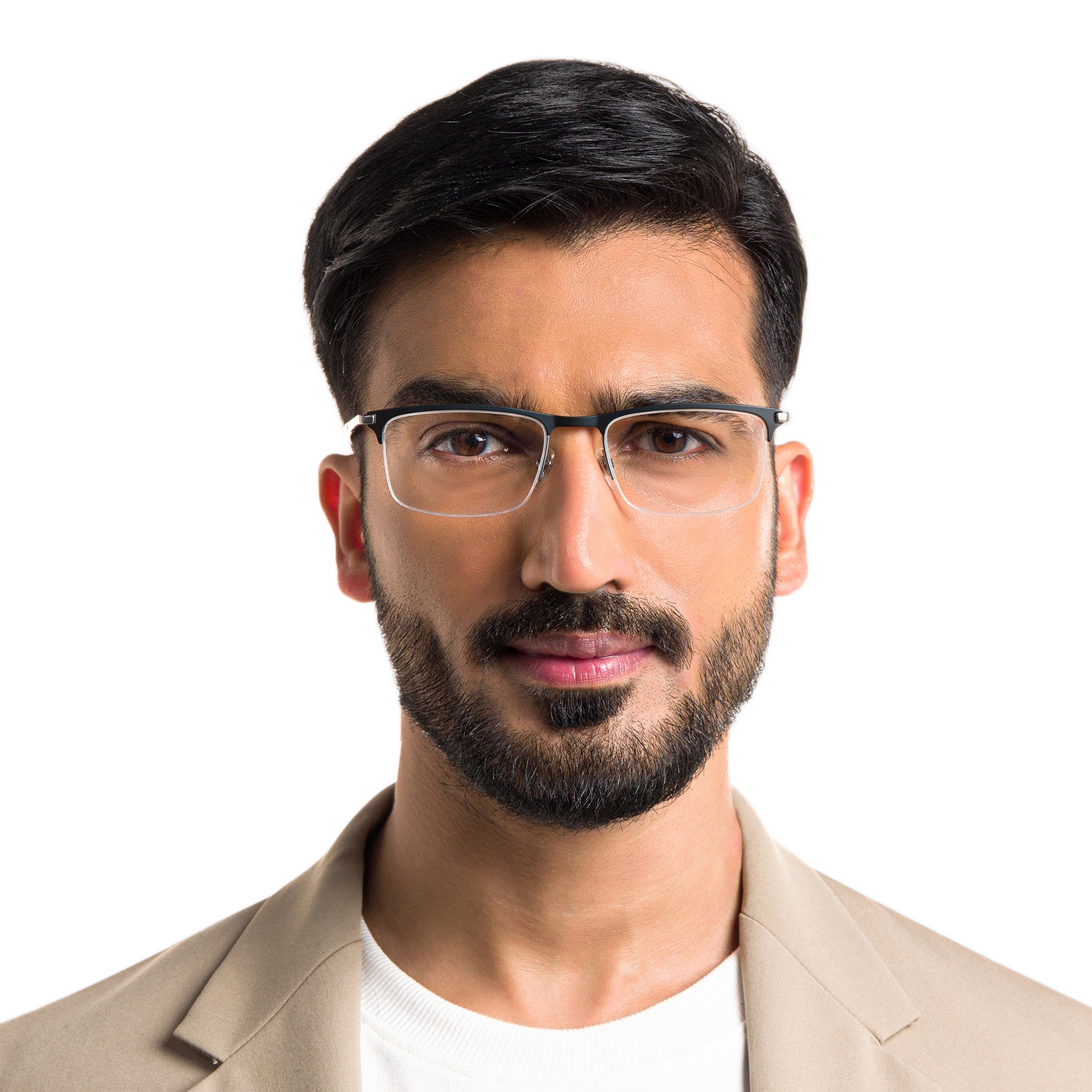 Shop EYE'M Half Rim Rectangle Eyeglasses in Black online.