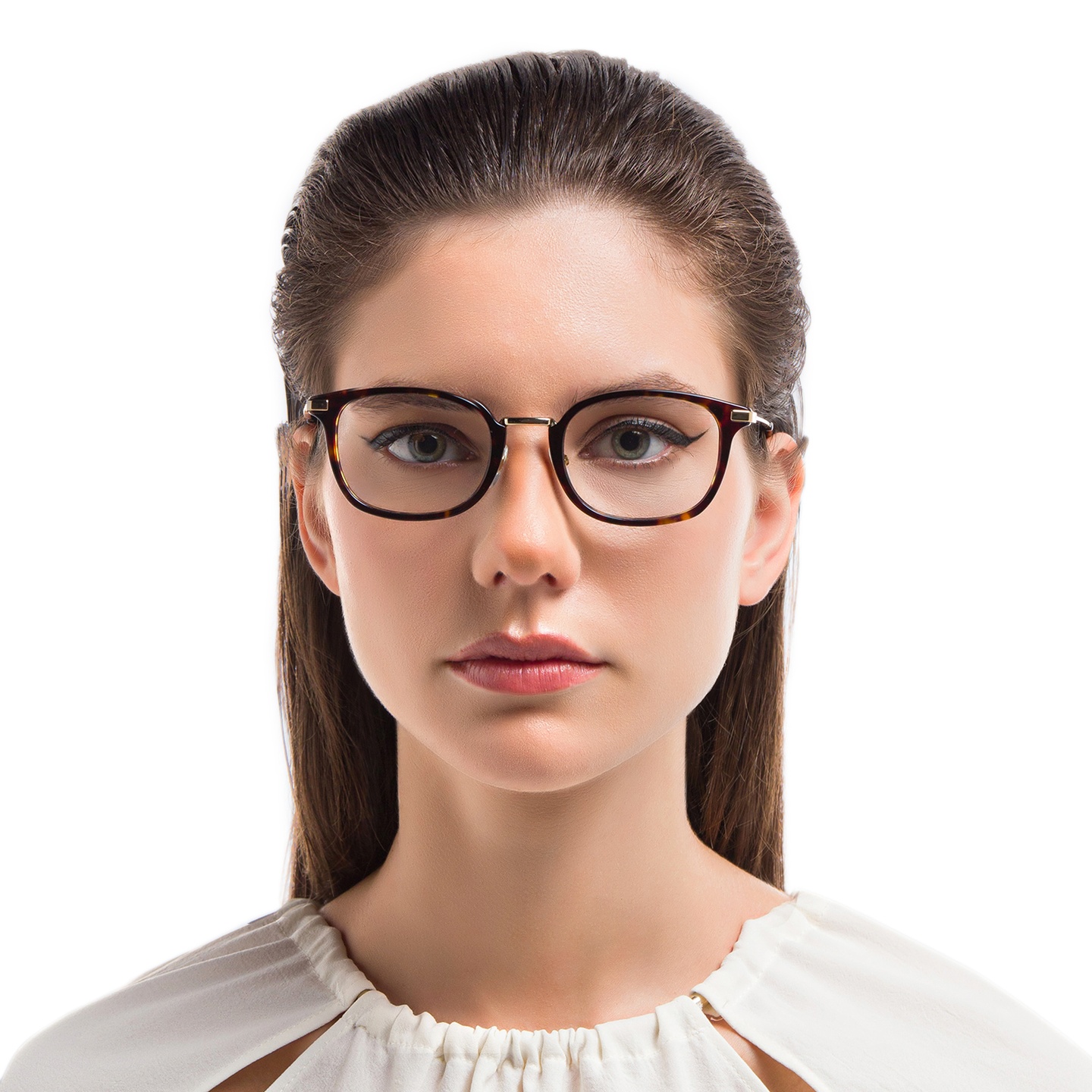 EYE'M Unisex Round Eyeglasses in Havana – Model Photo 1