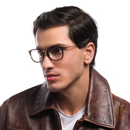 EYE'M Unisex Round Eyeglasses in Havana – Model Photo 6
