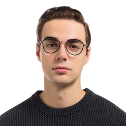 EYE'M Unisex Round Eyeglasses in Black – Model Photo 6