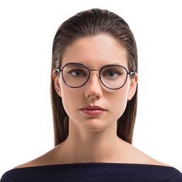 EYE'M Unisex Round Eyeglasses in Blue – Model Photo 2