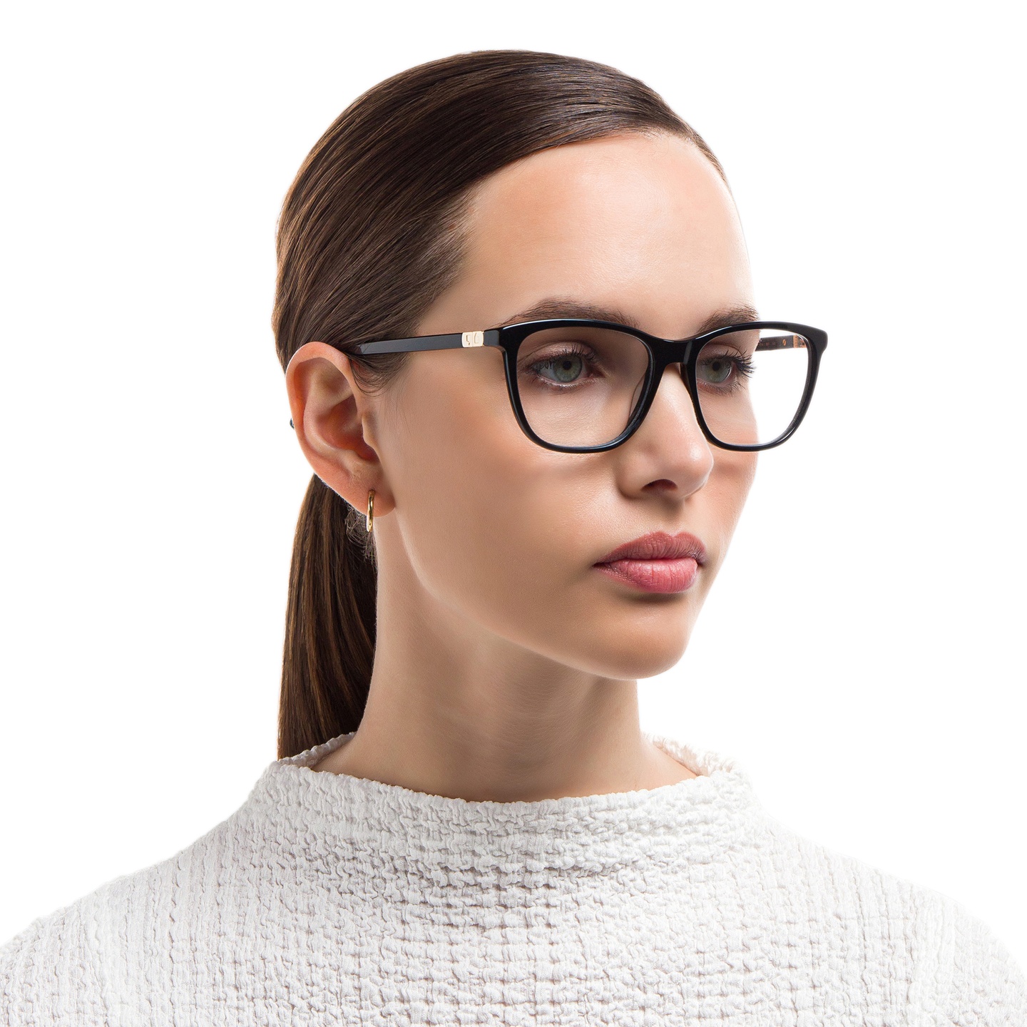EYE'M Square Eyeglasses in Black – Model Photo 4