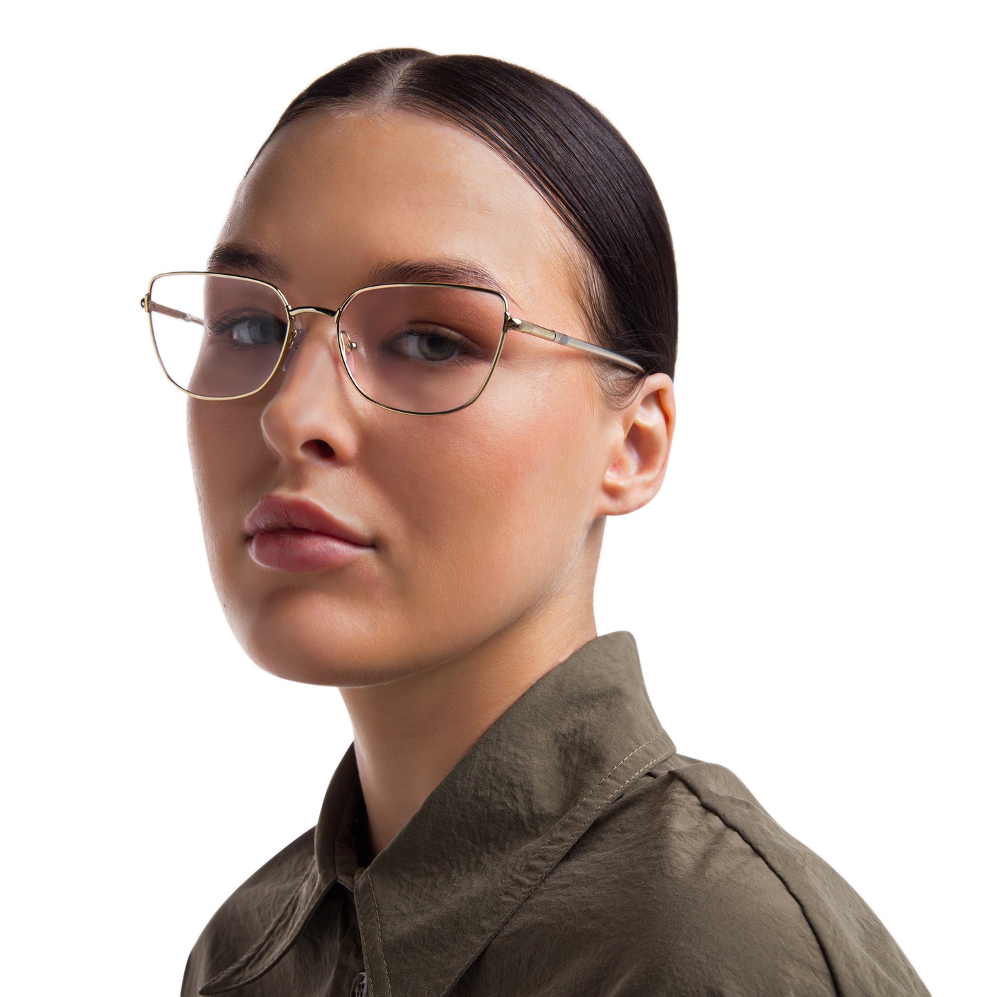 EYE'M Square Eyeglasses in Dark Havana – Model Photo 5