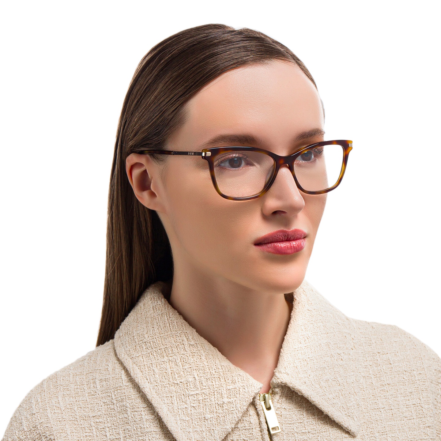 EYE'M Cat-Eye Eyeglasses in Havana – Model Photo 1