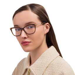 EYE'M Cat-Eye Eyeglasses in Havana – Model Photo 5