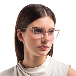 EYE'M Cat Eye Eyeglasses in Nude – Model Photo 5