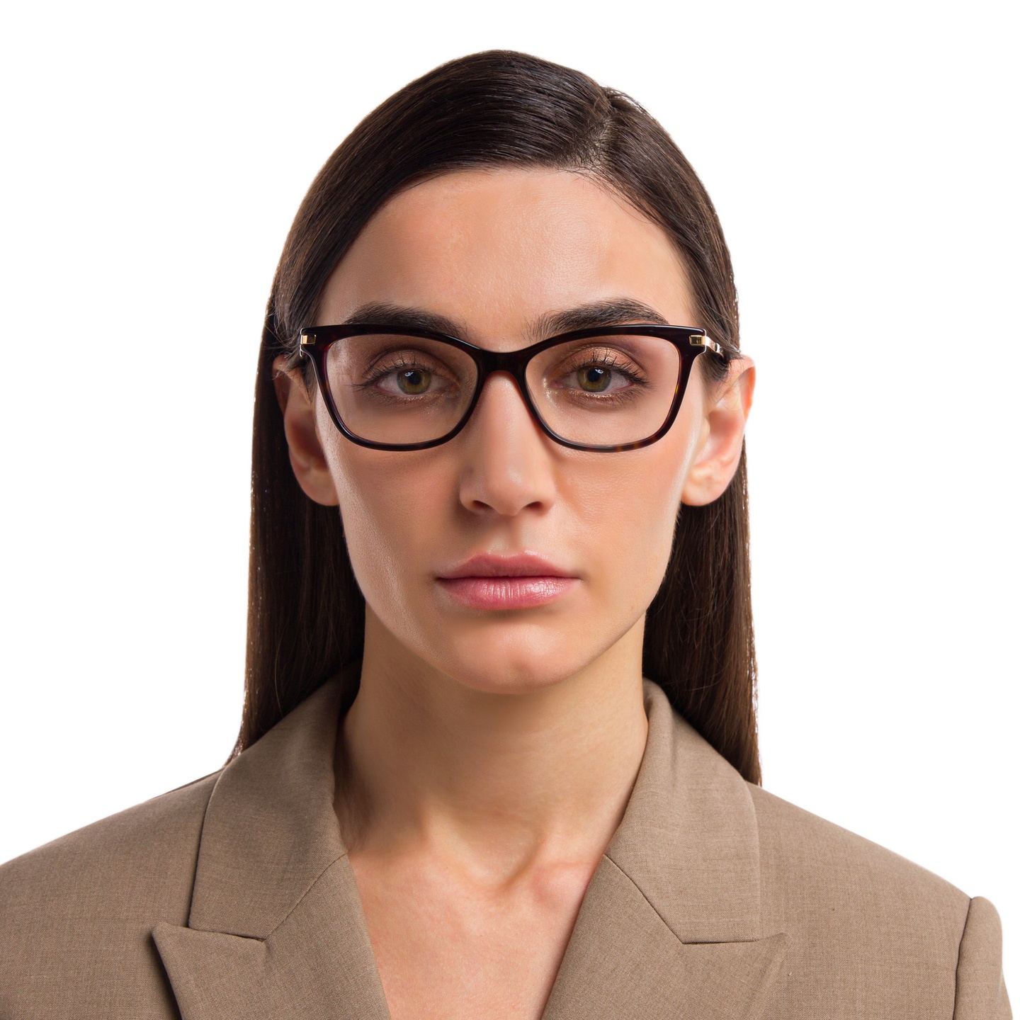 EYE'M Cat Eye Eyeglasses in Dark Havana – Model Photo 4