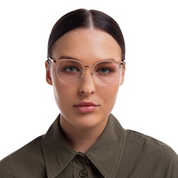 EYE'M Half Rim Cat Eye Eyeglasses in Nude – Model Photo 5