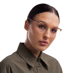 EYE'M Half Rim Cat Eye Eyeglasses in Nude – Model Photo 6