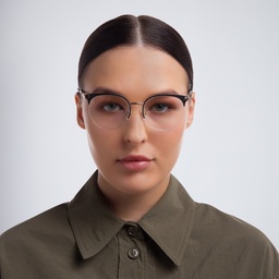EYE'M Half Rim Cat Eye Eyeglasses in Black – Model Photo 2