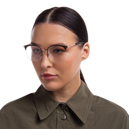 EYE'M Half Rim Cat Eye Eyeglasses in Black – Model Photo 6