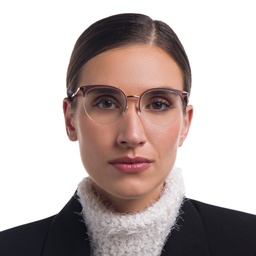 EYE'M Half Rim Cat Eye Eyeglasses in Red – Model Photo 2