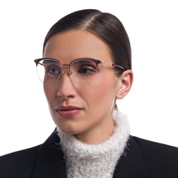 EYE'M Half Rim Cat Eye Eyeglasses in Red – Model Photo 5