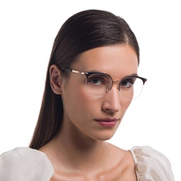 EYE'M Half Rim Cat Eye Eyeglasses in Black & Rosegold – Model Photo 5