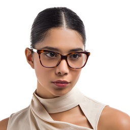 EYE'M Cat Eye Eyeglasses in Havana – Model Photo 2