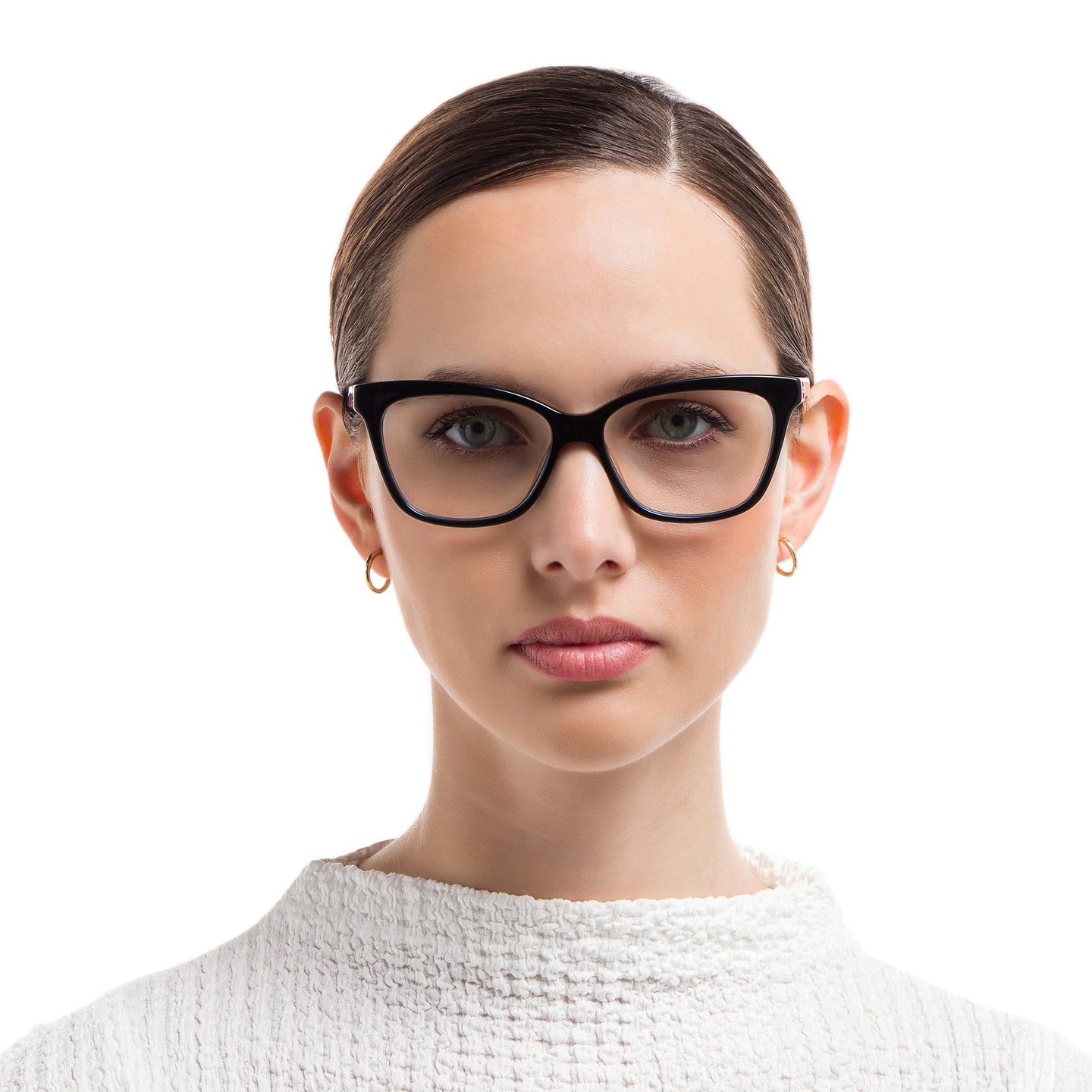 EYE'M Cat Eye Eyeglasses in Black – Model Photo 1
