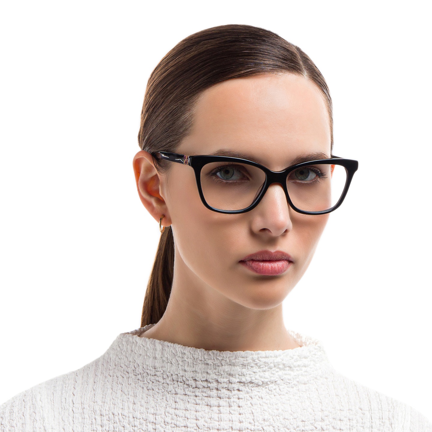 EYE'M Cat Eye Eyeglasses in Black – Model Photo 4