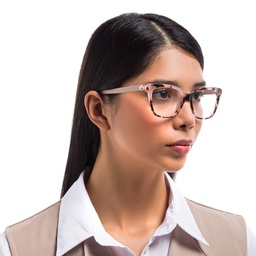 EYE'M Cat Eye Eyeglasses in Nude – Model Photo 5