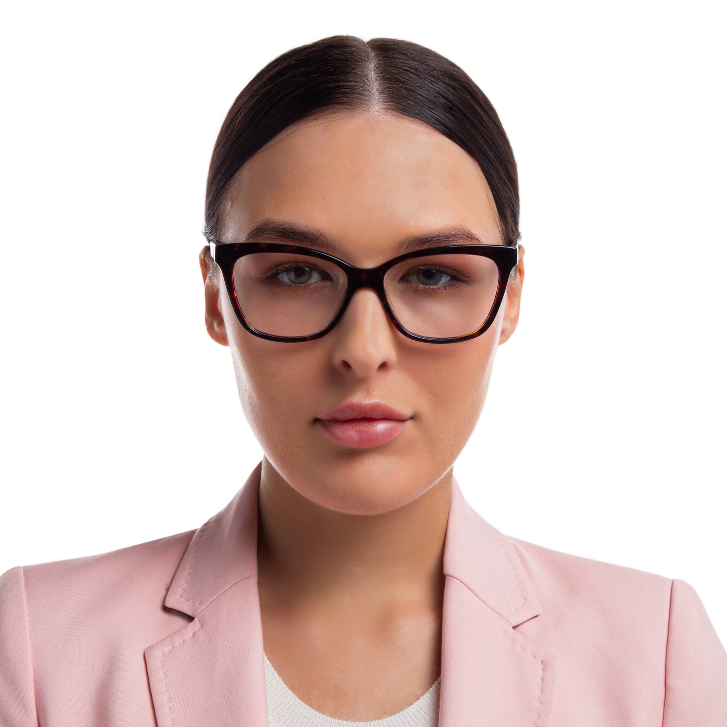 EYE'M Cat Eye Eyeglasses in Dark Havana – Model Photo 4