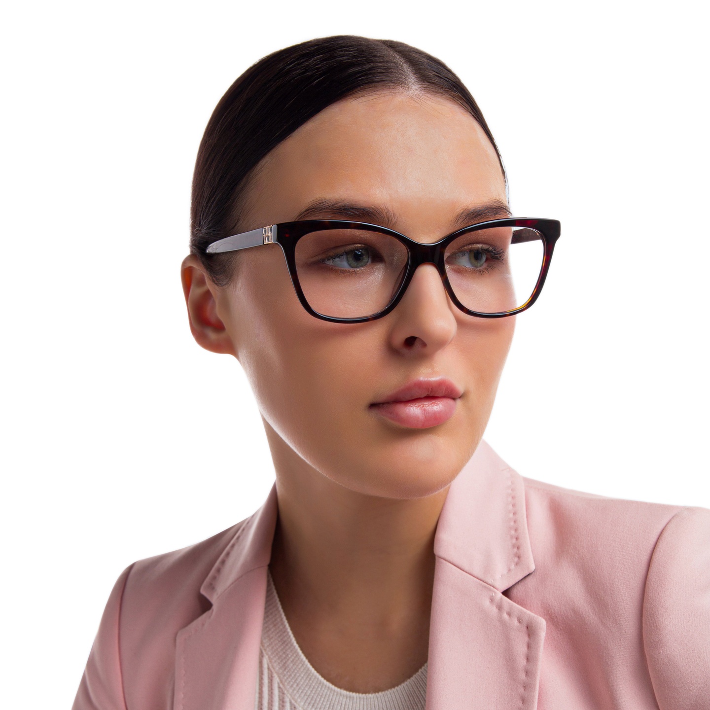 EYE'M Cat Eye Eyeglasses in Dark Havana – Model Photo 6