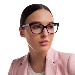 EYE'M Cat Eye Eyeglasses in Dark Havana – Model Photo 7