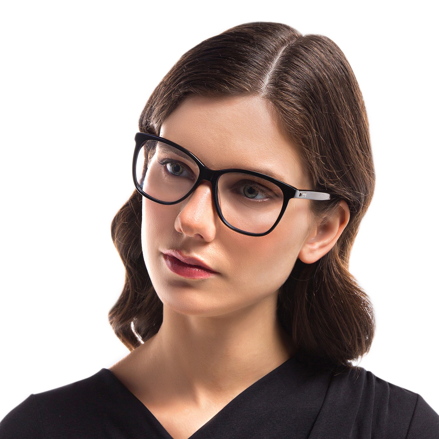 EYE'M Square Eyeglasses in Black – Model Photo 4