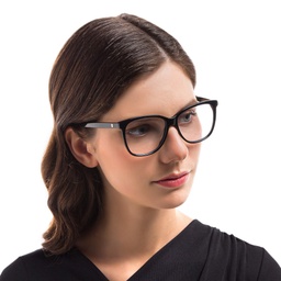 EYE'M Square Eyeglasses in Black – Model Photo 6