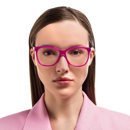 EYE'M Square Eyeglasses in Purple – Model Photo 2
