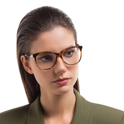 EYE'M Square Eyeglasses in Havana – Model Photo 5