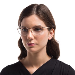 EYE'M Wide Cat Eye Eyeglasses in Gold – Model Photo 2
