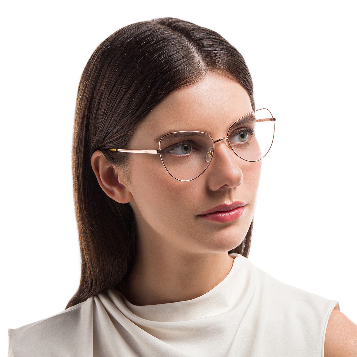 Shop EYE'M Cat Eye Eyeglasses in Rose Gold online.