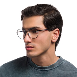 EYE'M Round Eyeglasses in Gunmetal – Model Photo 5