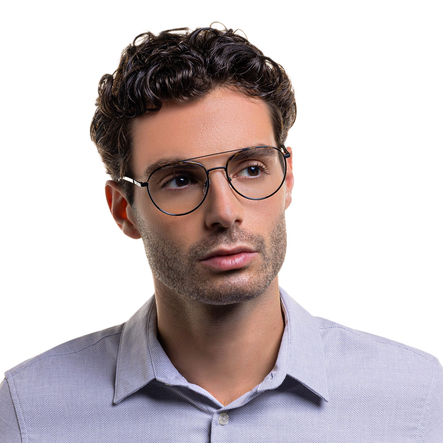 EYE'M Round Eyeglasses in Havana – Model Photo 4