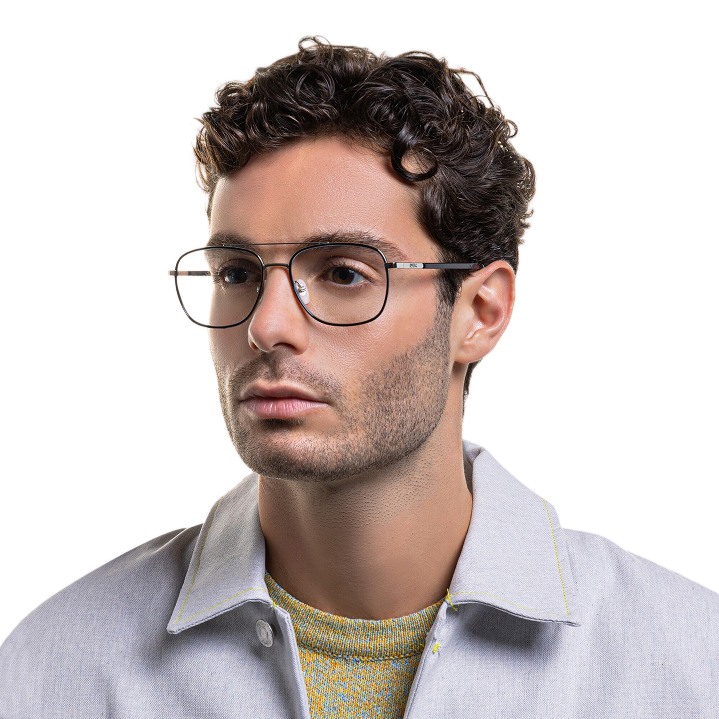 Shop EYE'M Wide Square Eyeglasses in Black online.