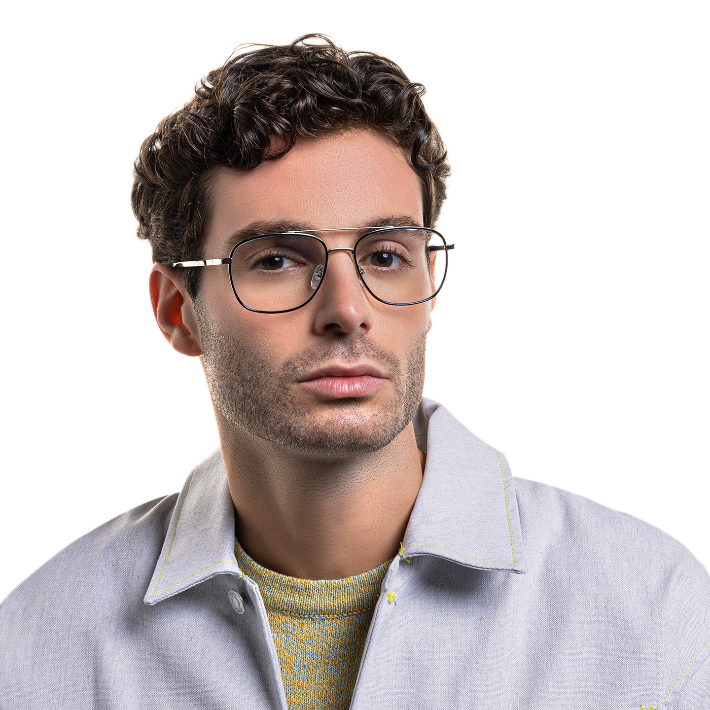 Shop EYE'M Wide Square Eyeglasses in Black online.