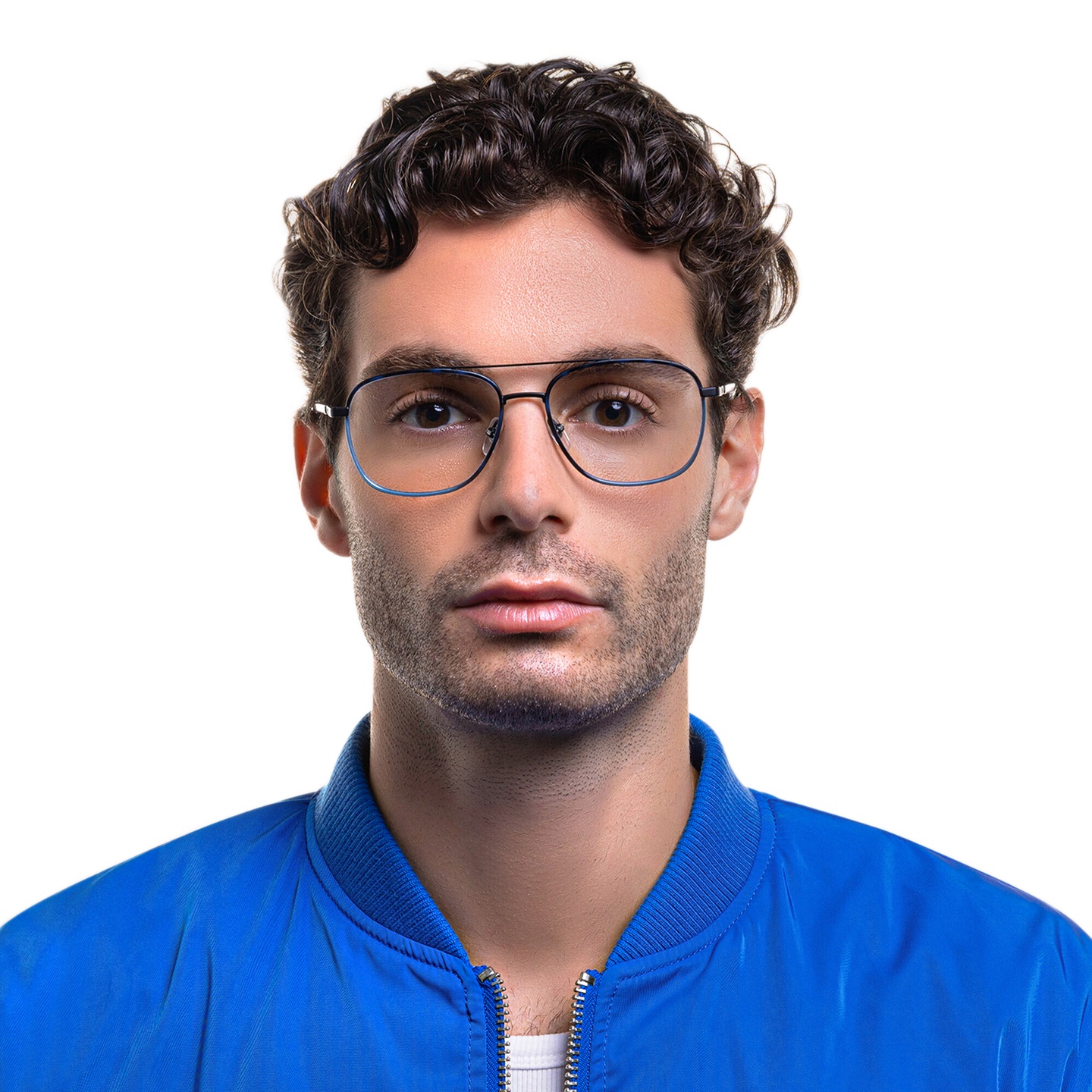 Shop EYE'M Wide Square Eyeglasses in Blue online.