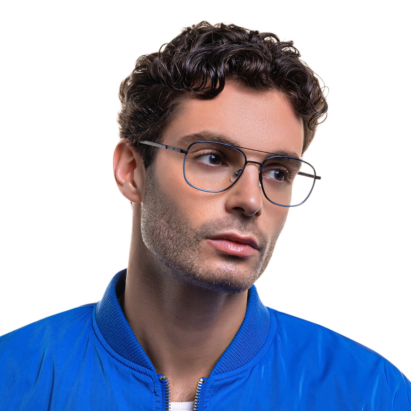 Shop EYE'M Wide Square Eyeglasses in Blue online.