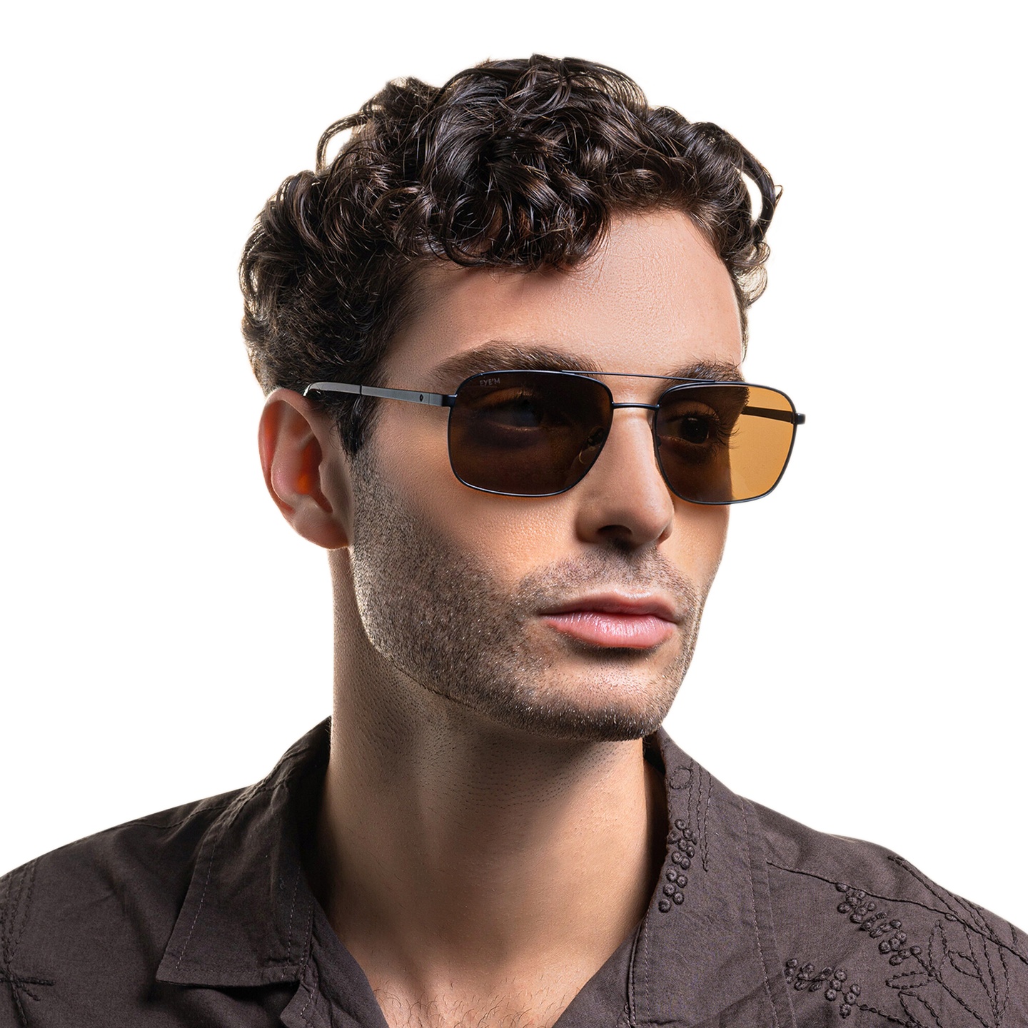 EYE'M Square Sunglasses in Black – Model Photo 4