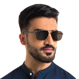 EYE'M Square Sunglasses in Matte Black – Model Photo 6