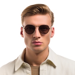 EYE'M Round Sunglasses in Havana – Model Photo 2