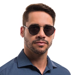 EYE'M Round Sunglasses in Gunmetal – Model Photo 5