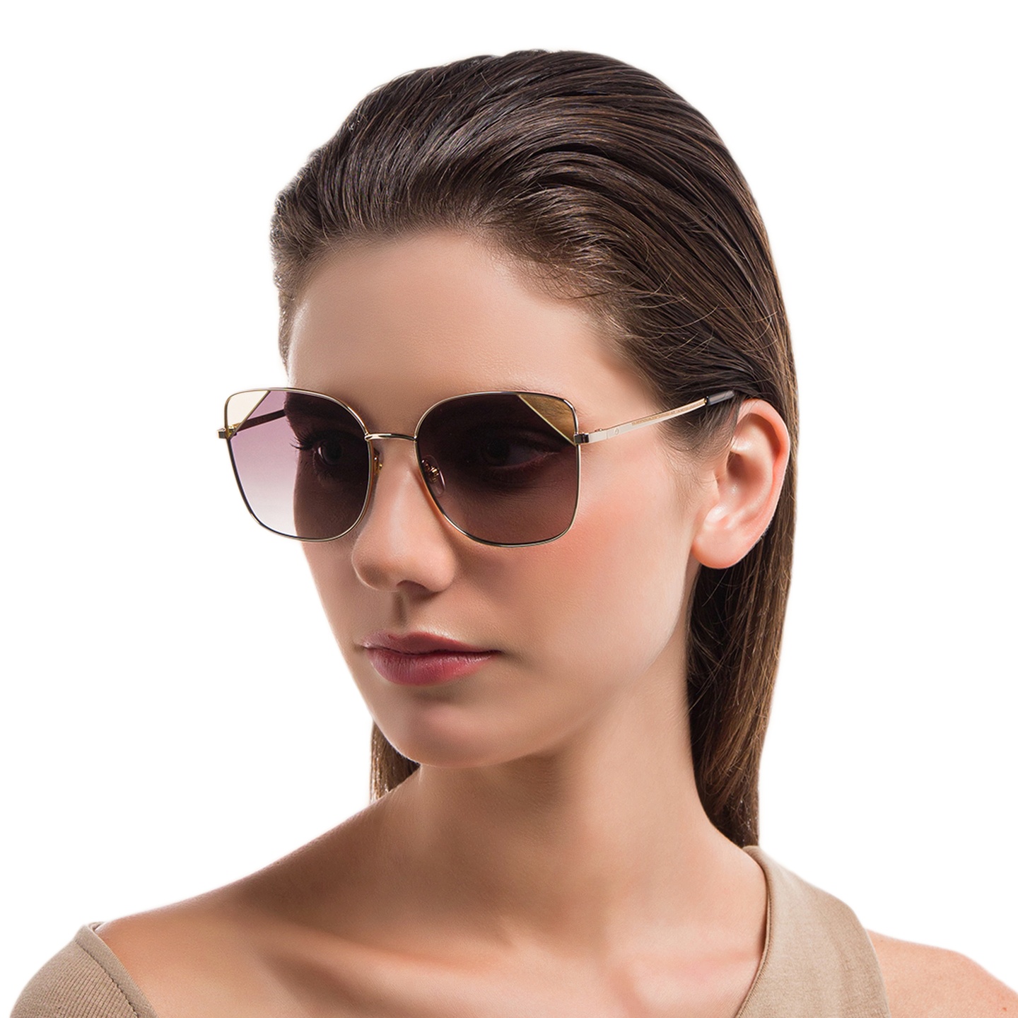 Shop EYE'M Cat Eye Sunglasses in Gold online.