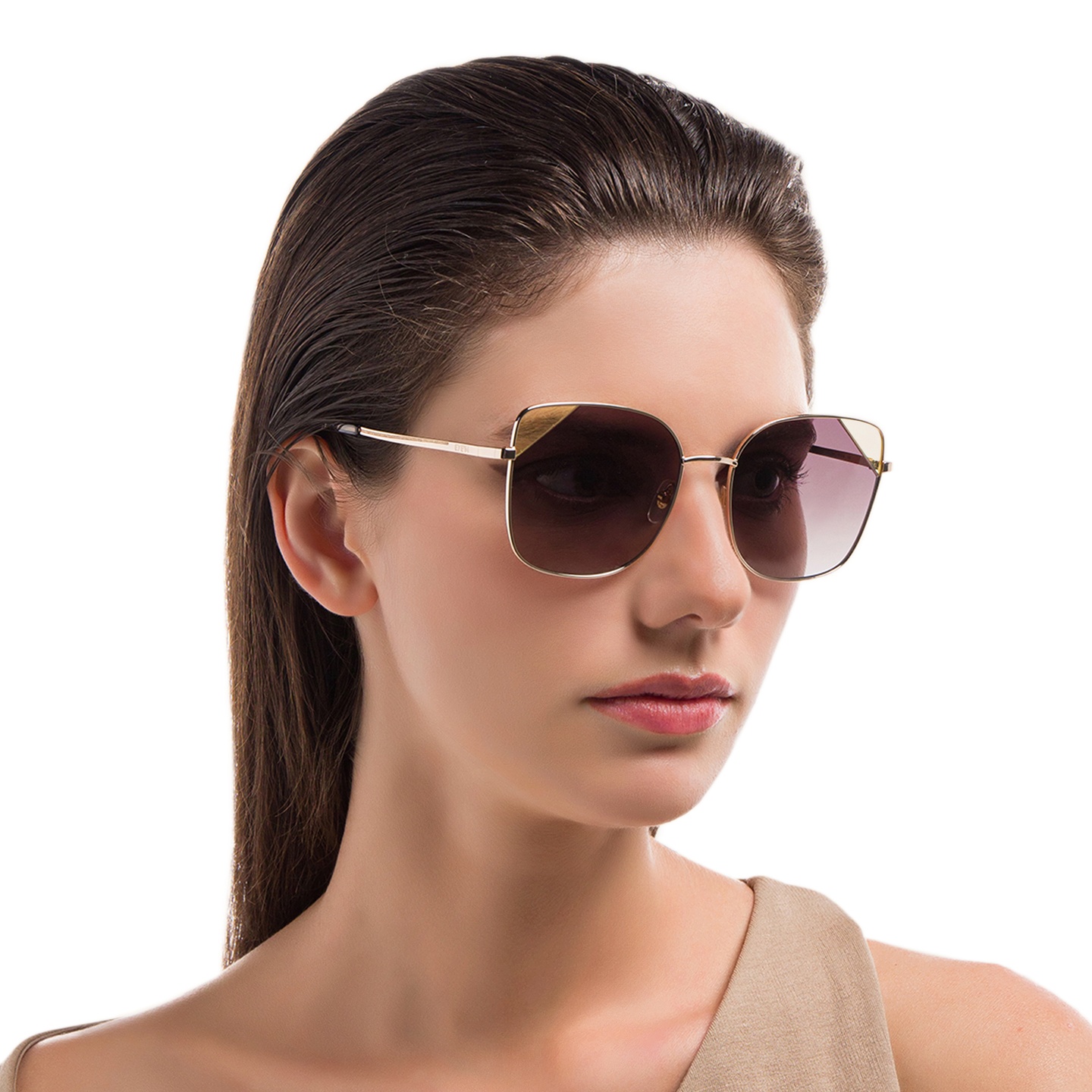 Shop EYE'M Cat Eye Sunglasses in Gold online.
