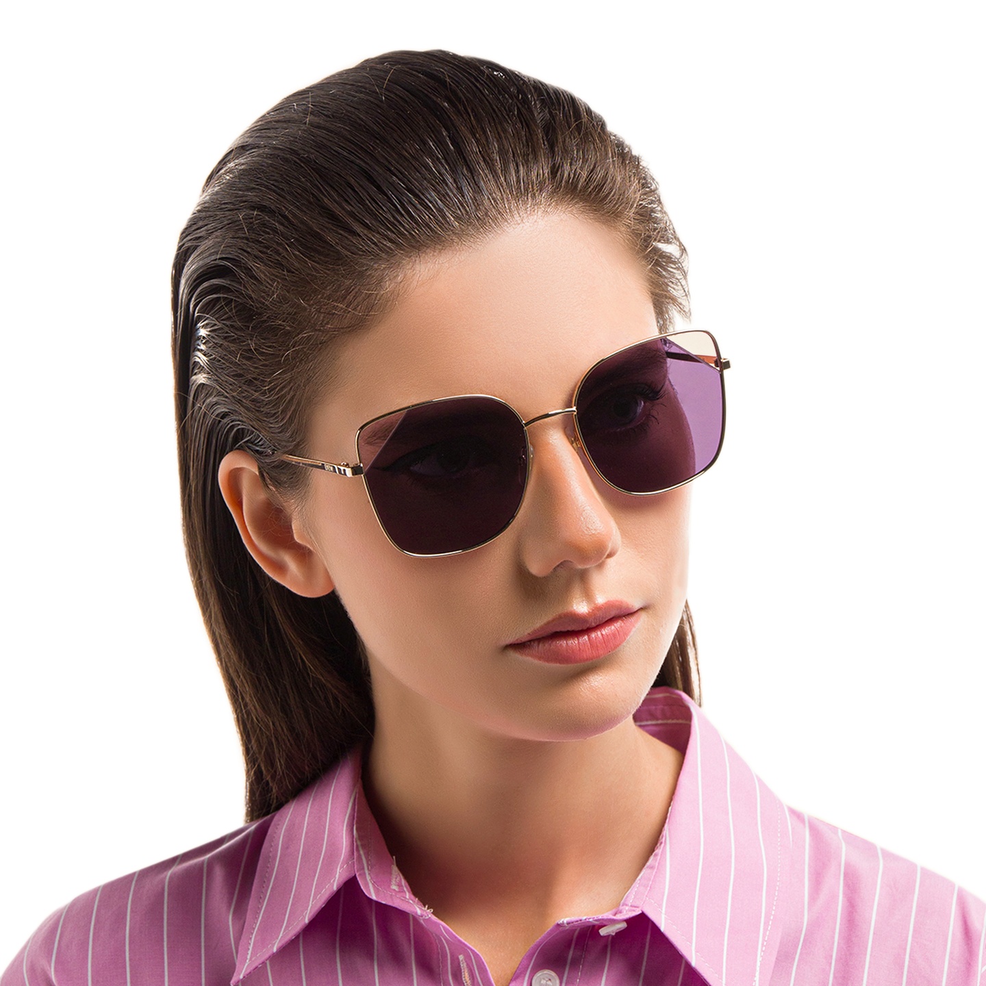 Shop EYE'M Cat Eye Sunglasses in Gold online.