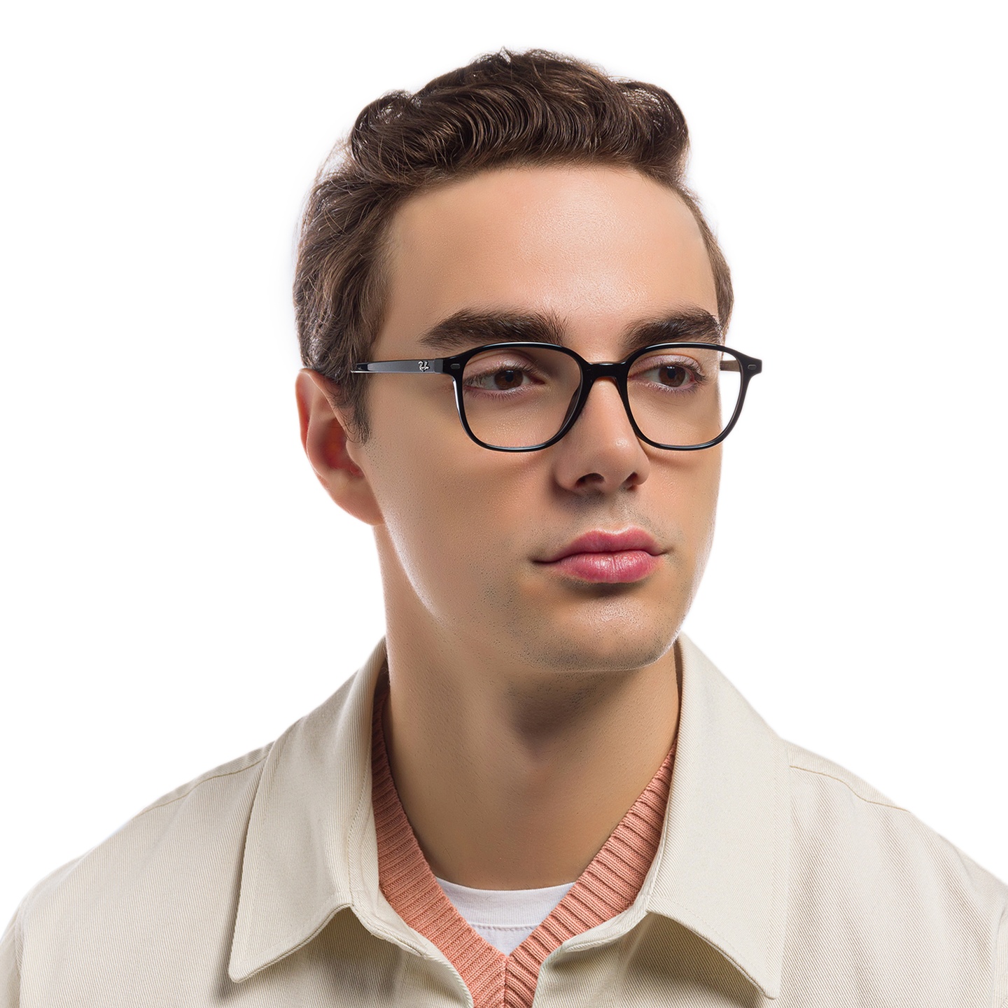 Ray-Ban Leonard Square Eyeglasses in Black – Model Photo 1