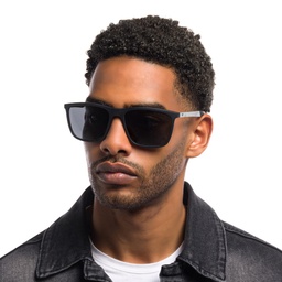 Emporio Armani Rectangle Sunglasses in Rubber Black – Model Photo 2