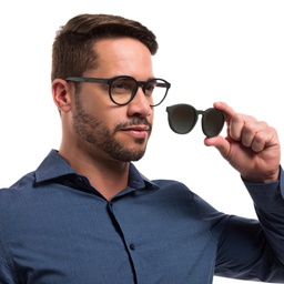 Emporio Armani Panthos Eyeglasses in Matte Black – Model Photo 6